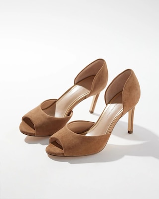 Neutral peep toe heels clearance
